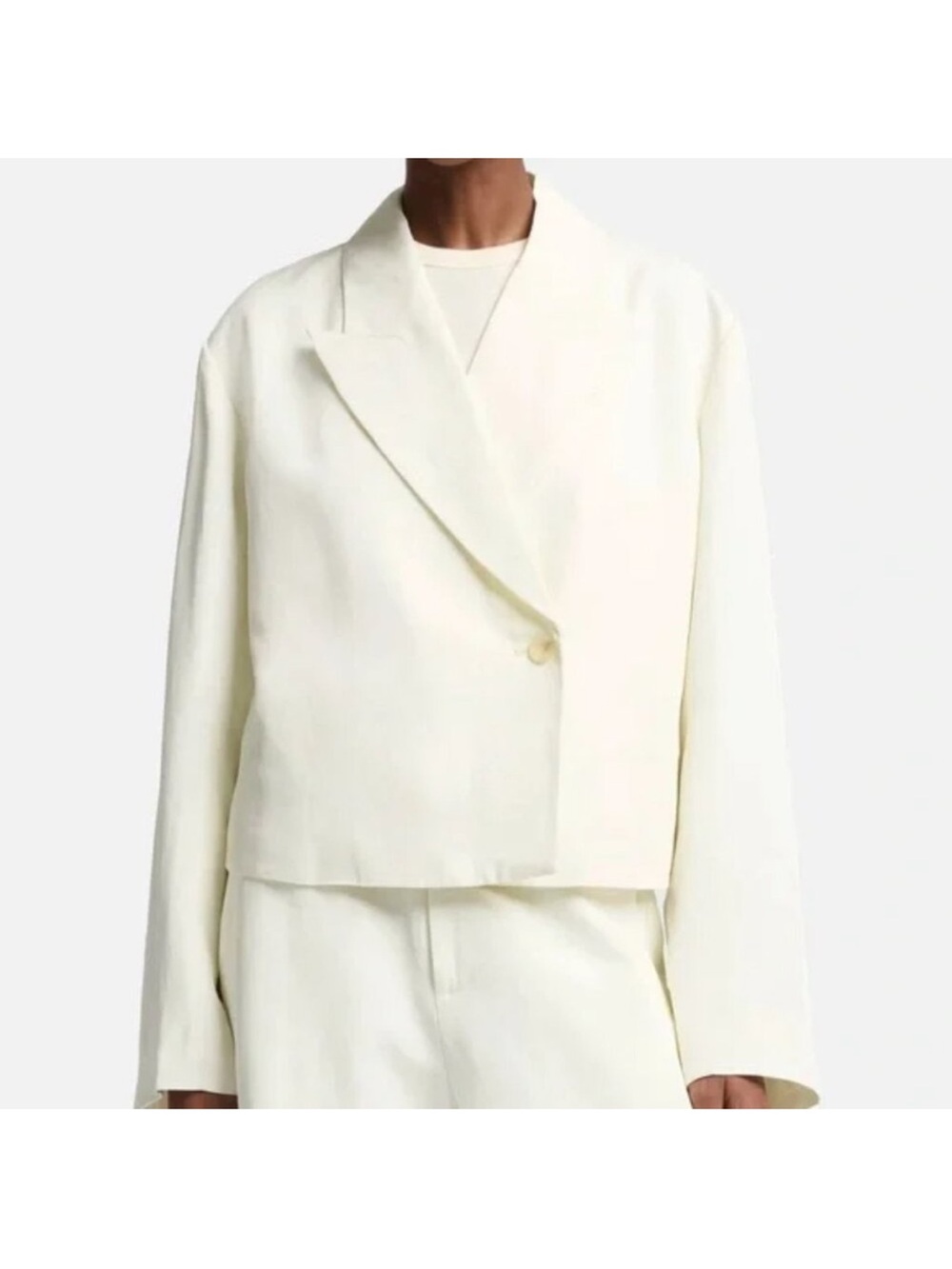 7 For All Mankind Minimalist Off-White Cropped Jacket NWT Linen Blend